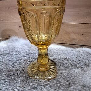 LG Wright Glass Company Amber Glass Goblet